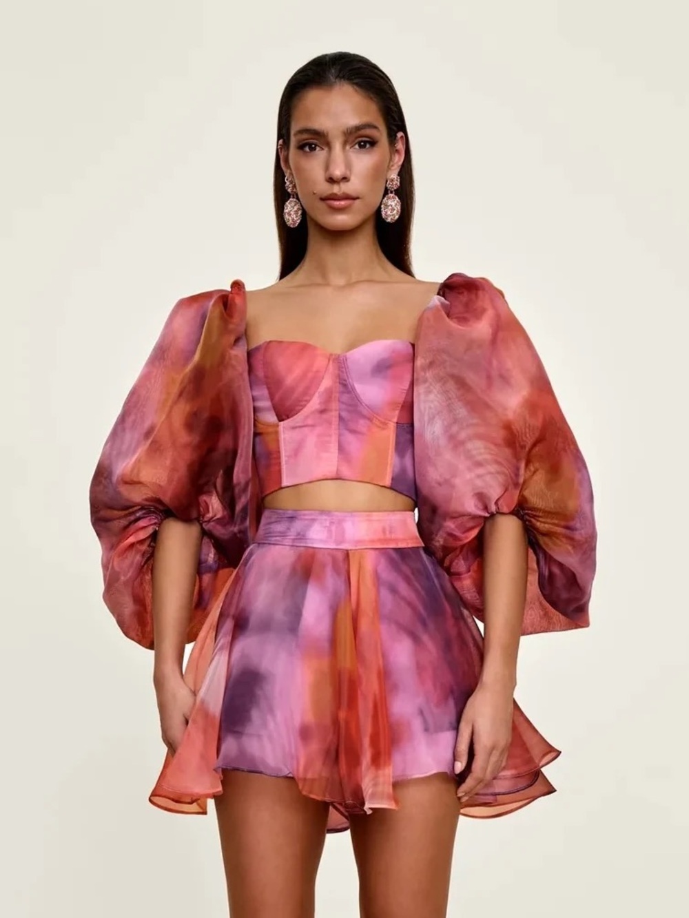 NWT Andrea Iyamah Dandi Print Kokos Top & Shorts Set S